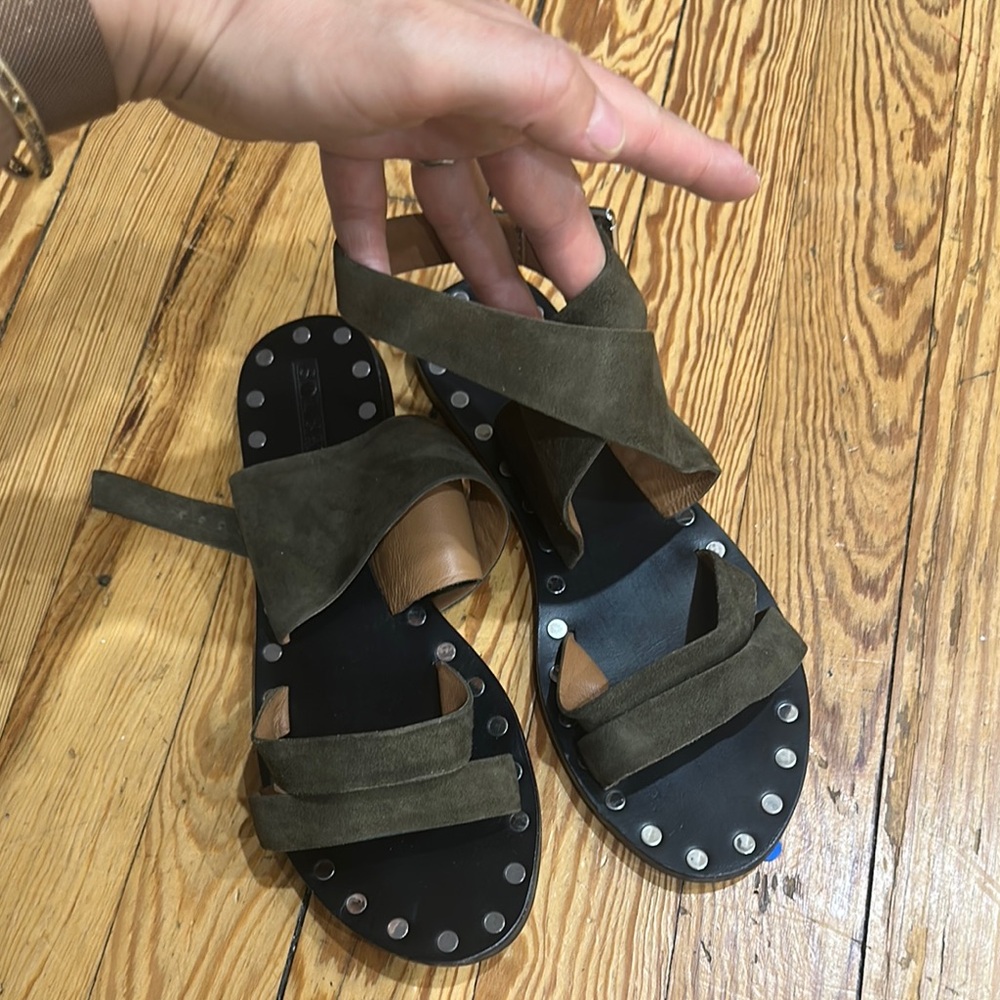 Sol Sana Green and Black Chunky Sandals